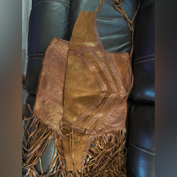 Genuine custom leather skirt and halter set. Soft light brown leather. - Picture 10 of 16